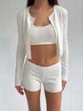 Knitted Shirt Home Cardigan Short Vest Shorts Light Pink White Optional Comfortable Fashionable Autumn And Winter