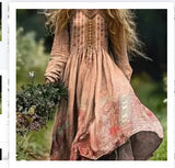 Printed Summer Long-Sleeved Dress Art Retro