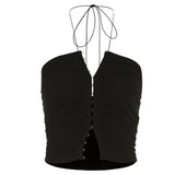 Toloer 2023 New Women's Solid Color Slim Fashion Hanging Neck Strap Sexy Back Vest Woman-Outfit