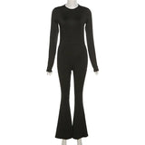 Autumn Fashion Trend Women's New Long-Sleeved Back Repair Straight Legs Casual