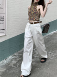 Toloer Denim Pants Women's Summer 2024 New High Waist Loose Straight Pants Down Wide Legs Drag The Floor Casual Pants-Outfit