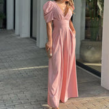 Toloer 2024 New Women's Short-Sleeved Fashion Elegant Plus-Size Wide-Leg