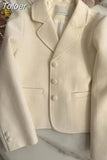 Women Chic Temperament Blazer Fashion Solid Color Single Breasted Elegant Casual Office Lady Long Sleeve Outerwear