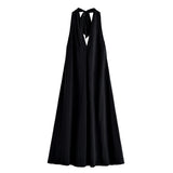 Homemade New Women's Clothing Bow Ornament Hanging Neck Flute Dress