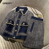 Fragrance Elegant Skirt 2 Piece Set Women 2022 Fashion Single Breasted Cropped Jacket And a-Line Skirt Suit Vintage