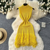Design Sleeveless Knitted Dress Women's Summer Hair-Throw Slimming Pure Hot Girl Short