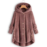 print jacket women's button solid color hooded