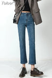 2023 Women's Jeans Vintage Mid Waist Loose Business Office Elegant Lady Pants Full Length Mom Jean Denim Vaqueros