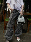 Street Wide-Legged Jeans Women's New Autumn 2025 New Fashion High-Waisted Trousers Multi-Pocket Workwear Casual