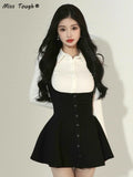 Sexy Party Dress Women Vintage Designer Chic Mini Dress Casual Korean Fashion High Waist Strap Dress Summer 2023 New 1028-0-Outfit