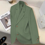 Toloer 2024 New Orange Suit Jacket Female Retro British Style Advanced Design Sense Versatile Small Suit Woman-Outfit
