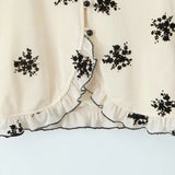 Homemade New Women's Classic Smashed Flower V-Necked Leaf Sided Nets Open