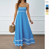 Summer Solid Color Lace Splicing Elegant Slings Bras Oversized Dress Dress