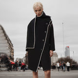 Toloer 2024 New Temperament Commuting Wind Irregular Shawl Type Single Breasted Loose Trench Coat Female Medium Long Coat-Outfit