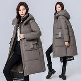 Long Down Cotton Clothes Female 2024 Winter New Advanced Feeling Style Over The Knee Cotton-Padded Jacket Loose And Thick Hooded Padded Clothes-Outfit
