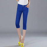 Denim Jeans Shorts omen's Capris Skinny Jeans Pants Female Knee Length Stretch Slim Capri Jeans Women Candy Color