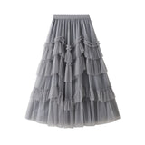 Skirt 2025 Spring New Mesh Dress Design Half-Dress Net Yarn Splicing Ponpong Skirt