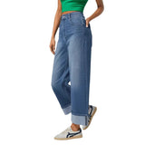 High-Waisted Trousers Straight Jeans 2025 Spring New Women's Casual Broad-Legged Trousers