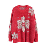 Women's Christmas Thickened Knitting Warm Imitation Mink Snowflake Loose Casual Fashion Pullovers Ladies