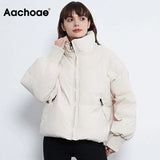 2021 Solid Color Fashion Winter Parka Women Long Sleeve Zipper Thick Warm Parkas Coat Casual Down Jacket With