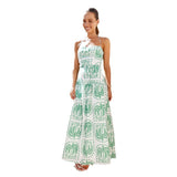Women's Summer Casual Flowers Hanging Neck Beach Hawaiian Vacation Dress With