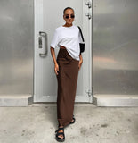 Toloer And Summer New Simulation Silk Skirt Satin Bread Hip Skirt Women Casual Color Tintail
