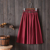 Toloer New College Wind Small Fresh Literary A Word Skirt Versatile Long Skirt Female Send Belt-Outfit