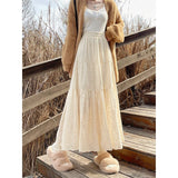Embroidered Patchwork Spliced Maxi Skirt-Outfit