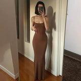 Toloer Women's 2024 Summer New Sexy Sling Waist Show Thin Bag Hip Dress Women's Casual Beach-Outfit