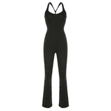 Toloer All-In-One Black Tight-Bottom Yoga Pants Wrapped Chest Bare Back Small Vest High Fanny Pack Hip Bell Bottoms-Outfit