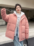 Winter Women Down Jacket Oversize Loose Hooded Female Puffer Jackets Short Padded Solid Womens Down Parka Warm