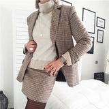 Women Plaid Autumn 2 Piece Set Blazer,High Waist Skirt Office Lady Jacket Skirt Suits Sold Separately Women's