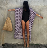 Toloer And White Tie-Dyed Cardigan Beach Dress Bikini Blouse Swimsuit With Cardigan Sunscreen Holiday