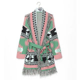 Bohemian Jacquard Tassel Cashmere Sweater Coat Women Wool Fashion 2020 Autumn Winter Sweater Cardigan Jacket