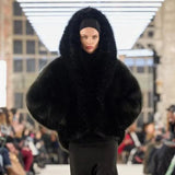 Neon Faux Fur Hooded Coat-Outfit