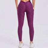 Toloer Tight Side Pocket V-Waist Yoga Pants No Embarrassment Line Peach Hip Fitness Hip Sweatpants-Outfit