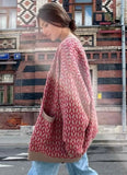 Spring Button V-neck Fashion Casual Loose Fake Pocket Cardigan