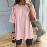 Two-piece Set With Belt Solid Color