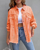 New Long-Haired Burrowed Denim Jacket Women Autumn Winter Long Sleeve Casual Collar