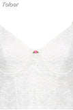 Y2K Kawaii Lace Corset Women Transparent Mesh Patchwork Camisoles Bandage Ruffle Crop Top Party Japanese Tank Top