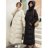 Thick Long Down Parka Women Down Jacket Hooded Winter Coat Female Fashion Winter Jackets Long-Sleeved Parkas Women's