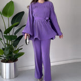 2025 New Round-Neck Bat Sleeve Folding Top-Up Temperament Elegant