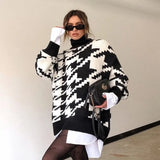 Ardm Za 2020 Woman Sweaters Lapel Houndstooth Oversize Vintage Pullover Women Dropped Sleeve Winter Pull Femme Chic Tops