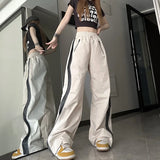 Side Zip Up Contrasting Straight Leg Sweatpants-Outfit