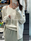 Lazy Wind Knitted Cardigan Halter Vest Two Sets Of Women Wear Korean Version Of Casual Loose-Fitting Sweaters-Outfit