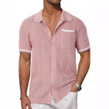 Toloer Men's New Summer Short-Sleeved Shirt Pocket Hollow Out Breathable Cool Summer Men's Casual Top