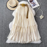 Half-Dress Women's Dress 2025 Summer Small Medium Long Leisure High-Rise Thin Thong Ponve Cake