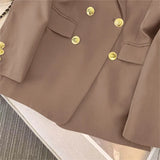 Toloer Suit Female 2024 Spring And Autumn New Khaki Loose Show Thin Suit Jacket Casual Wide-Leg Pants Two-Piece Set-Outfit