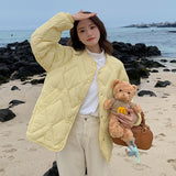 Korean Version Of The Small Man Wearing Light Diamond Cotton Coat Female Autumn Winter New Simple Fashion Short Warm Padded Clothes-Outfit