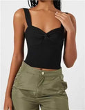 Toloer New Sweater Belt Vest Inside The Knot V Neck Without Sleffowed Wear Bottom Strapless Top Female-Outfit